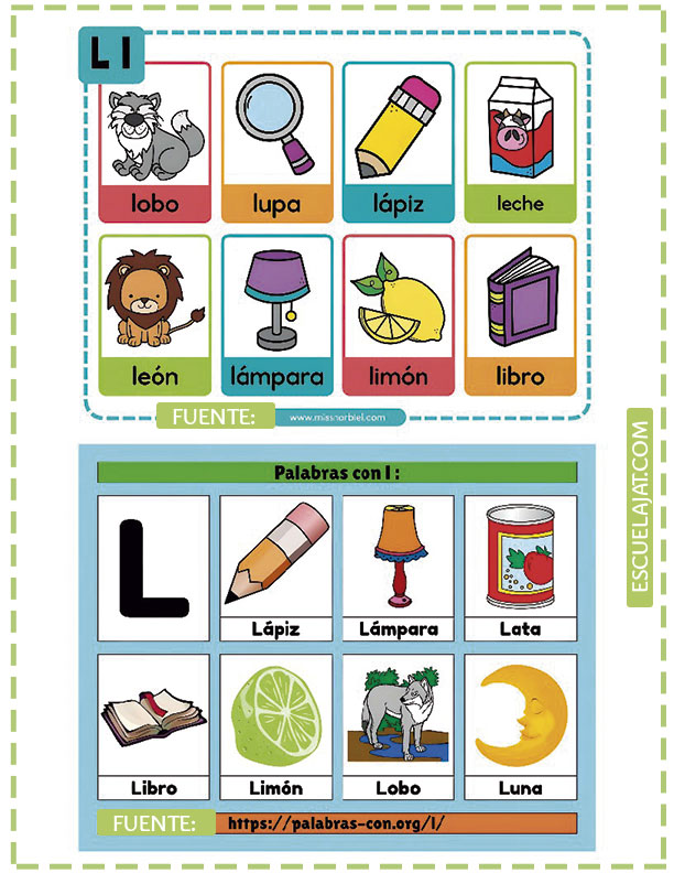 Aprende jugando: Palabras con L para preescolares