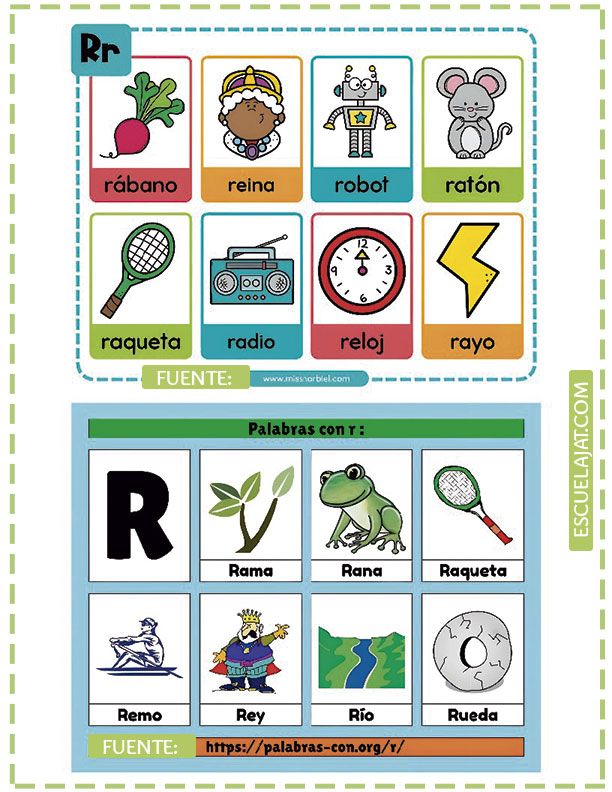 Aprende las palabras con la letra R: Actividades divertidas para preescolares
