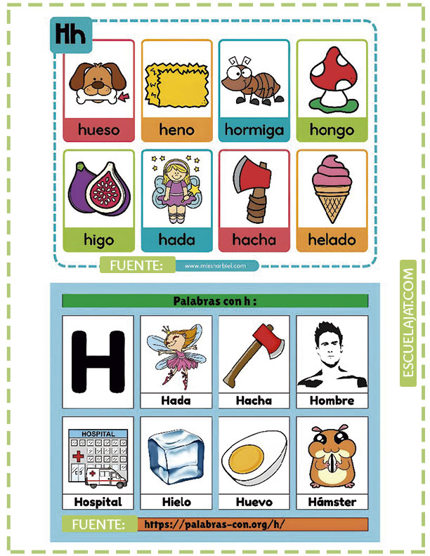Construyendo vocabulario: Palabras con H para niños de preescolar